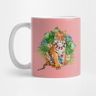 Tropical Tiger With Flowers Mug